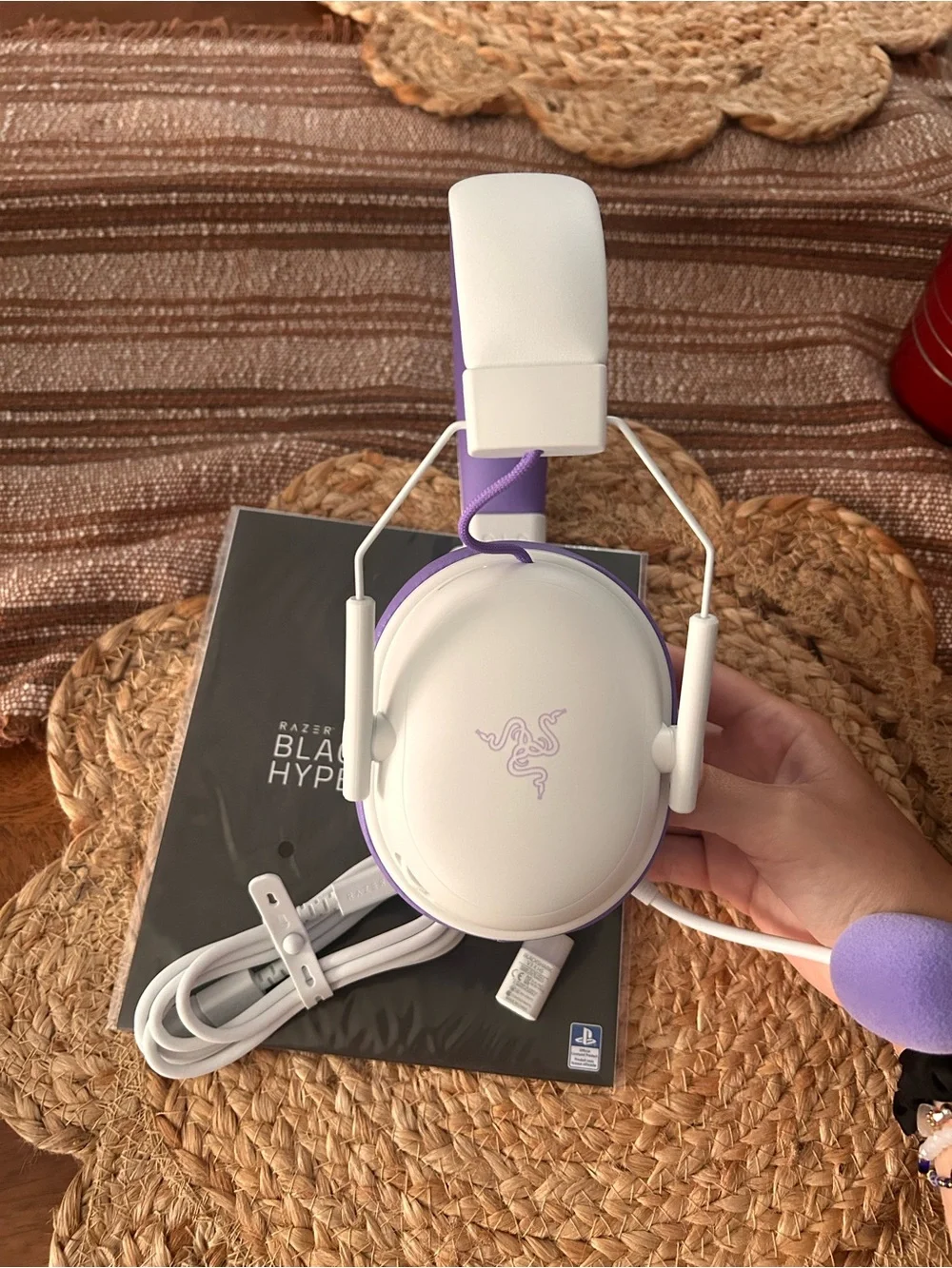Razor Purple and White Over-Ear Gaming Headset with Microphone